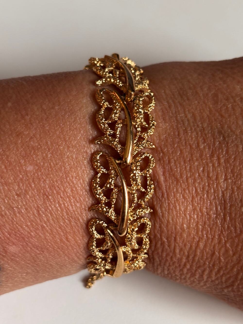 Vintage Monet gold tone filigree reticulated bracelet glamcore coastal vacation